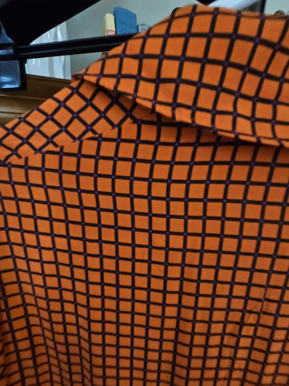 kate spade Orange and Black Checked Long-Sleeve Shirt Dress $110 obo - Picture 13 of 16